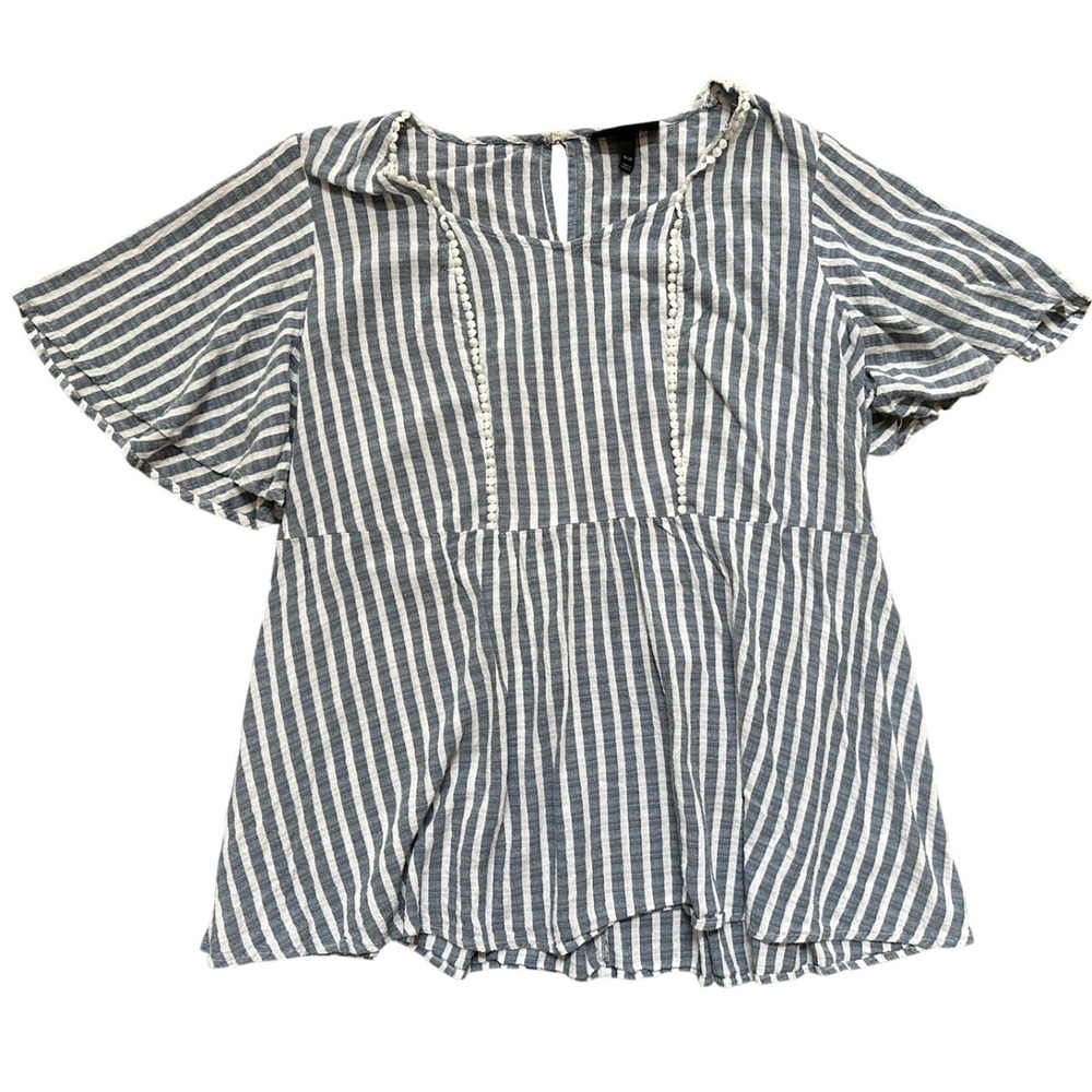 Lane Bryant Blue/White Nautical Peasant Style Shirt Size 18/20